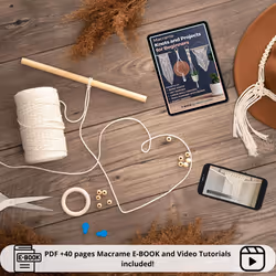 MIGO Creates Macrame Kits for Adults Beginners: DIY Macrame Kit with 220 Yards Macrame Cord and 58pcs Macrame Supplies. E-Book Tutorial for 5 Macrame