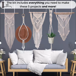 MIGO Creates Macrame Kits for Adults Beginners: DIY Macrame Kit with 220 Yards Macrame Cord and 58pcs Macrame Supplies. E-Book Tutorial for 5 Macrame