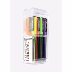 karin BrushmarkerPRO, Blue, Gold, Lilac, Orange, Pink, Red, Violet, Yellow, Multicolour, 12 colours, Round, Box, Plastic