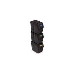Prosperplast Set of 3 Recycling Bins Total Capacity 60 Litres, Stackable, Compartments in Anthracite, 3 x 20 Litres