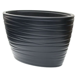 42cm Large Plastic Oval Planter with Insert, Black 56/24L Flower Pot