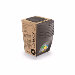 Prosperplast Sortibox Bin Containers, 3 x 20L Rubbish and Waste Separation System, (Grey)