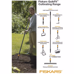 Fiskars QuikFit Weed Extractor, Narrow Head, Width: 3.5 cm, Steel Head, Black/Orange, 1000731