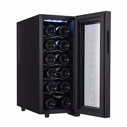 Adler AD 8083, Thermoelectric wine cooler, Freestanding, 12 bottle(s), 50 W, G, Black