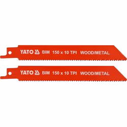 Yato YT-33930, Reciprocating saw blade, Metal, Steel, Wood, Wood with nails, Bimetal, Red, 15 cm, 2 pc(s)