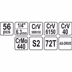 YATO YT-14501 Socket set 56 Chrome Vanadium Steel 1/4 - Additional view 7