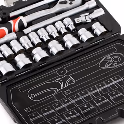 YATO YT-38561 Socket set 22 Hexagon Chrome Vanadium Steel, Chrome-Molybdenum Steel 3/8", 3/8 with ratchet function - Additional view 5