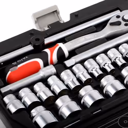 YATO YT-38561 Socket set 22 Hexagon Chrome Vanadium Steel, Chrome-Molybdenum Steel 3/8", 3/8 with ratchet function - Additional view 6