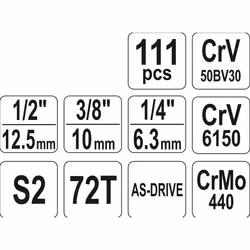 YATO YT-38831 Tool kit 10 (3/8"), 6.3 (1/4"), 12.5 (1/2") - Additional view 7