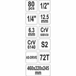 YATO YT-38951 Tool kit 12.5 (1/2"), 6.3 (1/4") - Additional view 11