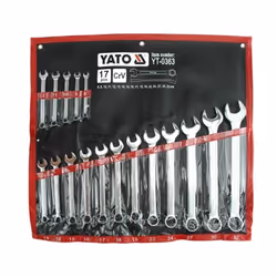 Yato YT-0363, 8,9,10,11,12,13,14,15,16,17,18,19,22,24,27,30,32 mm, Chrome, Chromium-vanadium steel, Chrome, Satin, 15°