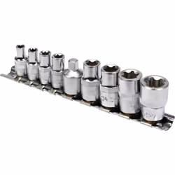 Yato YT-0520, Socket set, 1/4", Metric, 9 head(s), E10, E12, E14, E16, E5, E6, E7, E8, Chromium-vanadium steel
