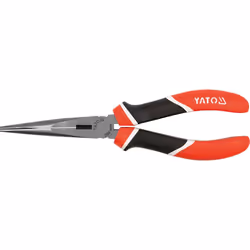 Yato YT-1944, Needle-nose pliers, Chromium-vanadium steel, Polypropylene (PP), Thermoplastic Rubber (TPR), Black, Red, 200 mm