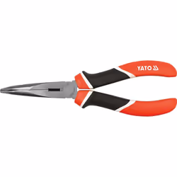 Yato YT-1946, Bent nose pliers, Chromium-vanadium steel, Polypropylene (PP), Thermoplastic Rubber (TPR), Black, Red, 200 mm