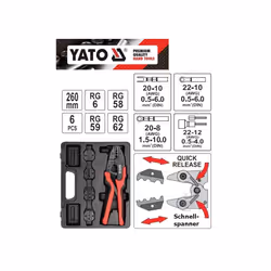 YATO YT-2245, professional electricians ratchet crimping tool set quick release