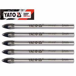 YATO YT-3727, professional glass drill bits 8mm, 5pcs set, YG6X tip, 79mm long