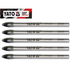 YATO YT-3727, professional glass drill bits 8mm, 5pcs set, YG6X tip, 79mm long