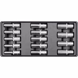 Yato YT-5539, Socket set, 1/2", Metric, 14 head(s), 8,9,10,11,12,13,14,15,16,17,18,19,20,21 mm, Chromium-molybdenum steel