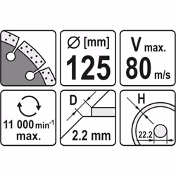 Yato YT-6003 diamond blade 12.5 cm Segmented rim diamond blade