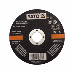 Yato YT-6104, Cutting disc, Flat centre, Stainless steel, Yato, 2.2 cm, 12.5 cm