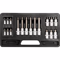 Yato YT-7751, Socket wrench set, 18 pc(s), Black, Stainless steel, Chromium-vanadium steel, 1/2, 1/4"