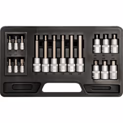 Yato YT-7752, Socket wrench set, 18 pc(s), Black, Stainless steel, Chromium-vanadium steel, 1/2, 1/4"