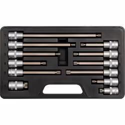 Yato YT-7753, Socket wrench set, 12 pc(s), Black, Stainless steel, Chromium-vanadium steel, 1/2"