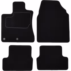 Floor mat set; CUSTOPOL; Textile Front and Rear 4 black Tailored; for NISSAN