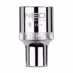 Socket; NEO TOOLS; 1/2 3124 9 mm Chrome Vanadium Steel SuperLock