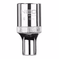 Socket; NEO TOOLS; 1/4 3124 4 mm Chrome Vanadium Steel SuperLock