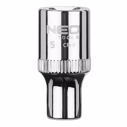 Socket; NEO TOOLS; 1/4 3124 5 mm Chrome Vanadium Steel SuperLock