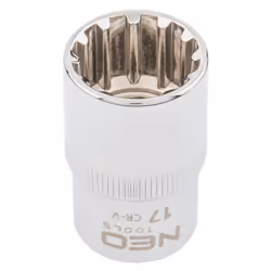 Socket; NEO TOOLS; 1/2 3124 9 mm Chrome Vanadium Steel Spline