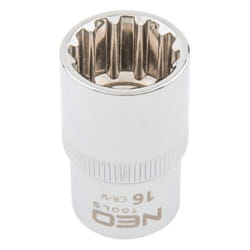 NEO TOOLS 08-588 Socket 1/2 3124 16 mm Chrome Vanadium Steel Spline
