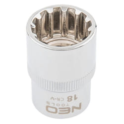NEO TOOLS 08-590 Socket 1/2 3124 18 mm Chrome Vanadium Steel Spline