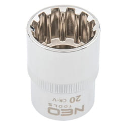 NEO TOOLS 08-592 Socket 1/2 3124 20 mm Chrome Vanadium Steel Spline