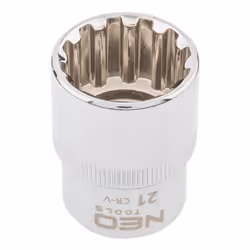 Socket; NEO TOOLS; 1/2 3124 21 mm Chrome Vanadium Steel Spline