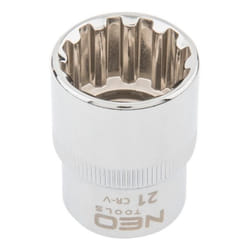 NEO TOOLS 08-593 Socket 1/2 3124 21 mm Chrome Vanadium Steel Spline