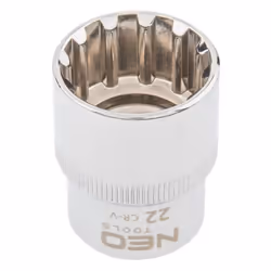 Socket; NEO TOOLS; 1/2 3124 22 mm Chrome Vanadium Steel Spline