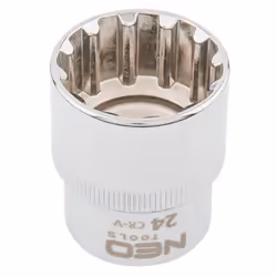 Socket; NEO TOOLS; 1/2 3124 24 mm Chrome Vanadium Steel Spline
