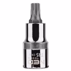 Socket; NEO TOOLS; 1/2 T45 Chrome Vanadium Steel, Tool Steel Female Torx