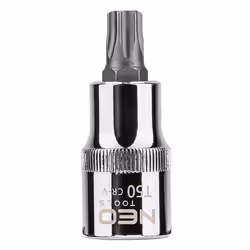 Socket; NEO TOOLS; 1/2 T50 Chrome Vanadium Steel, Tool Steel Female Torx