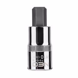 Socket; NEO TOOLS; 1/2 7422 H10 Chrome Vanadium Steel, Tool Steel Hexagon Socket