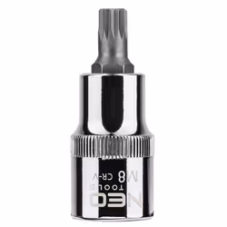 Socket; NEO TOOLS; 1/2 M8 Chrome Vanadium Steel, Tool Steel Spline