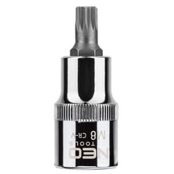 NEO TOOLS 08-732 Socket 1/2 M8 Chrome Vanadium Steel, Tool Steel Spline