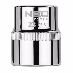 Socket; NEO TOOLS; 1/2 3124 23 mm Chrome Vanadium Steel SuperLock