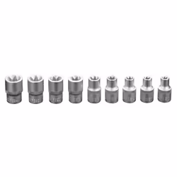 Socket set; NEO TOOLS; 9 Male Torx Chrome Vanadium Steel 1/2