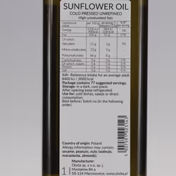 Sunflower oil, cold-pressed and crude Ol'Vita 1000 ml
