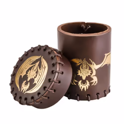 Q-workshop Flying Dragon Brown & golden Leather Dice Cup