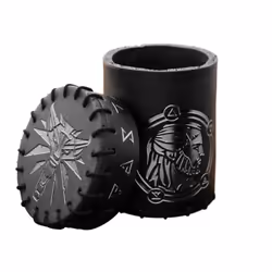 Q-workshop The Witcher Dice Cup. Geralt - Sword of Destiny, Dice cup, Black, Silver, Any gender, Leather, The Witcher, 85 mm