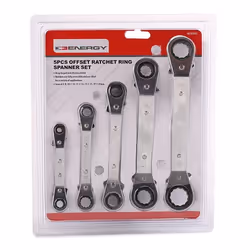 Ratchet Double Ring Spanner Set; ENERGY; 6x8, 10x12, 11x13, 14x17, 19x21 mm 5 with ratchet function
